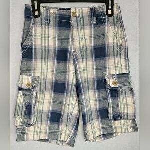 🟡 ARIZONA Boys Plaid Cargo Adjustable Shorts 14